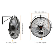 Load image into Gallery viewer, SucceBuy 4 Sizes Wall-Mount Misting Fan 3-speed IP44 Waterproof Oscillating Wall Fan Max. 9500 CFM Wall Mounted Fan for Home - AMOCART
