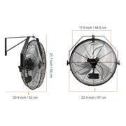Load image into Gallery viewer, Amocart 4 Sizes Wall-Mount Misting Fan 3-speed IP44 Waterproof Oscillating Wall Fan Max. 9500 CFM Wall Mounted Fan for Home