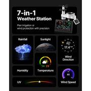 Load image into Gallery viewer, Amocart 7-in-1 Wi-Fi Weather Station & APP Control, 7.5-Inch VA Display Solar Powered Sensor, Indoor & Outdoor Weather Forecast