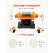 Load image into Gallery viewer, Amocart 1/2HP Bench Buffer Polisher 6-inch 3450RPM Single Speed with 2PCS Cloth Wheels Cast Iron Base for Metal Wood Polishing