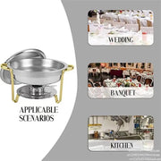 Bild in Galerie-Viewer laden, Amocart 4 Pack Chafing Dish Buffet Set Stainless Steel Chafer w/4 Full Size Pan Round Catering Warmer Server for Party Banquets