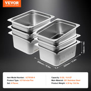 Load image into Gallery viewer, SucceBuy 4" 6" Deep Steam Table Pan 1/2 Size Hotel Pans for chafing 201 Stainless Steel Food Container for Party BBQ Baking - AMOCART