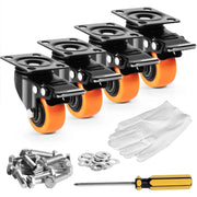 Load image into Gallery viewer, SucceBuy 2/3/4/5/6-inch Swivel Plate Casters Set of 4 with Security Dual Locking PVC Caster Wheels for Cart Furniture Workbench - AMOCART