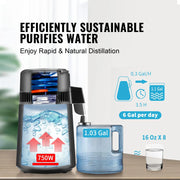 Bild in Galerie-Viewer laden, Amocart Water Distiller 4L 1.05 Gallon Pure Water Purifier Filter Countertop 750W Distilled Water MakerInterior Distiller