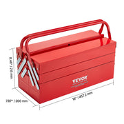 Load image into Gallery viewer, SucceBuy 18in Metal Tool Box 3-Tier 5-Tray Portable Folding Tool Chest Organizer with Handle Toolbox for Warehouse Repair Shop - AMOCART