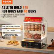 Load image into Gallery viewer, SucceBuy 27/37L 2Tiers Hot Dog Steamer with Temperature Control Stainless Steel Electric Bun Warmer for Hot Dogs&Buns for Cinema