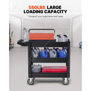 Load image into Gallery viewer, with 360°Swivel Wheels Ergonomic Storage Handle for Warehouse/Garage/Cleaning Amocart 2/3 Shelf Utility Service Cart Heavy Duty