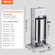 Load image into Gallery viewer, SucceBuy Manual Sausage Stuffer 7 L / 15 LBS Vertical Food-Grade 304 Stainless Steel for Home Kitchen Restaurant 23.2lbs - AMOCART