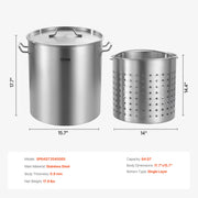 Load image into Gallery viewer, SucceBuy 36-100QT Stainless Steel Stockpot Cooking Pots Cookware Sauce Pot with Basket Lid Heavy Duty Commercial Grade Stock Pot - AMOCART