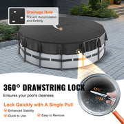Load image into Gallery viewer, Amocart 18/15Ft Round Pool Cover Solar Covers for Above Ground Pools Safety Pool Cover with Drawstring Design Black
