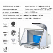 Bild in Galerie-Viewer laden, Amocart Airbrush Spray Booth Dual-Fans Portable Hobby Airbrush Paint Spray Booth Kit with LED Lights and Exhaust Extension Hose