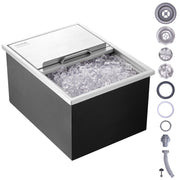 Load image into Gallery viewer, SucceBuy Drop in Ice Chest Stainless Steel Ice Cooler Commercial Ice Bin with Sliding Cover Outdoor Kitchen Ice Bar - AMOCART