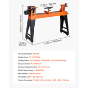 Load image into Gallery viewer, Amocart Woodworking Lathe 1.5 HP 16x40 in / 2 HP 18x40 in, 0-3200 RPM Variable Speed, for Medium to Large Projects Woodworking