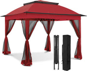 Load image into Gallery viewer, Customizable 13x13 Pop Up Gazebo with Mesh Netting, Easy Set up Outdoor Gazebo Easy Up Screened Canopy for Patio and Backyard