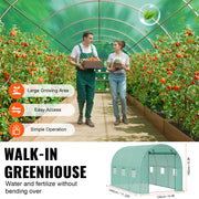 Load image into Gallery viewer, SucceBuy Walk-in Tunnel Greenhouse Hoop House Greenhouse Tunnel Plant Hot House with Steel Frame PE Cover Roll-up Zipper Door