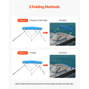 Load image into Gallery viewer, SucceBuy 3 Bow Boat Bimini Tops 600D Polyester Canopy with Aluminum Alloy Frame Waterproof Sun Shade Awning Canopy Fit for Boat