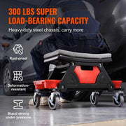 Load image into Gallery viewer, SucceBuy Rolling Mechanic Seat 300 LBS with Wheels Tool Trays Drawer Heavy Duty Roller Creeper Seat for Garage DIY Automotive