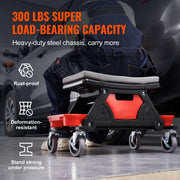 Load image into Gallery viewer, SucceBuy Rolling Mechanic Seat 300 LBS with Wheels Tool Trays Drawer Heavy Duty Roller Creeper Seat for Garage DIY Automotive - AMOCART
