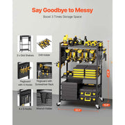 Bild in Galerie-Viewer laden, SucceBuy 4-tier Rolling Tool Organizer Cart 150 lbs Garage Floor Stand Storage Cart on Wheels Drill Holder Rack for Workshop