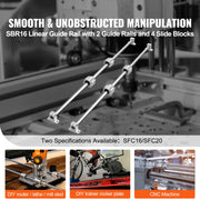 Load image into Gallery viewer, SucceBuy SFC 2PCS Linear Guide Rails SFC16 SFC20 1000/2000mm & 4 Slide Blocks High Load-Bearing for DIY CNC Routers Lathes Mills