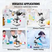 Load image into Gallery viewer, SucceBuy Compound Trinocular Microscope 40X-2500/40X-5000X Magnification Lab Microscope w/ LED Illumination & External Interface