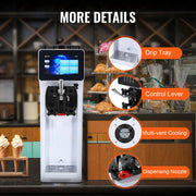 Load image into Gallery viewer, Amocart Commercial Ice Cream MachineSingle Flavor Countertop Soft Serve Ice Cream Maker Touch Screen Auto Clean Pre-cooling