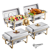 Load image into Gallery viewer, Amocart 8 Qt 2 4 Pack Chafing Dish Buffet Set Stainless Steel Chafer with 4 Full Size Pans Rectangle Catering Warmer Server