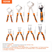 Load image into Gallery viewer, SucceBuy 8-Piece Pliers Set 8" Linesman's Pliers 6" Slip Joint Pliers Long Nose Pliers 6" Diagonal Cutter 10" Adjustable Wrench