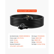Load image into Gallery viewer, SucceBuy 30-Amp/50-Amp Generator Extension Cord 50 Foot 250 Volts 7500/12500 Watts Power Cable with Storage Bag for Generators - AMOCART