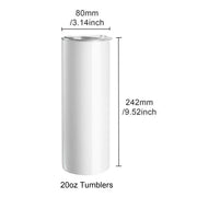 Load image into Gallery viewer, SucceBuy 8/12/14/16/24/50PC Straight Sublimation Tumblers Blank Tumbler Bulk Stainless Steel Double Tumbler Cups Heat Transfer