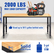 Load image into Gallery viewer, SucceBuy 2000 lbs Adjustable Garage Workbench 48/61" L x 20" W Work Table with 28.3"-38.1" Height & Hardwood Top for Office Home