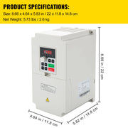 Load image into Gallery viewer, SucceBuy 2.2/3/4/7.5KW VFD Frequency Inverter 110V/220V1/3P Input 3P Output VariableFrequency Drive CNC Motor Inverter Converter - AMOCART