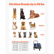Load image into Gallery viewer, Amocart Dog Bike Trailer Supports up to 88 lbs 2-in-1 Pet Stroller Cart Bicycle Carrier for Dogs Easy Folding Frame with Wheel