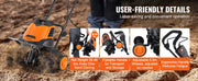 Load image into Gallery viewer, SucceBuy 12 Amp Electric Tiller 18" Tilling Width 3.94" Tilling Depth Corded Electric Tiller/Cultivator Steel Mn Tines Rototille