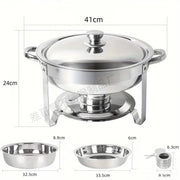 Bild in Galerie-Viewer laden, Amocart 4 Pack Chafing Dish Buffet Set Stainless Steel Chafer w/4 Full Size Pan Round Catering Warmer Server for Party Banquets