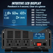 Load image into Gallery viewer, SucceBuy Pure Sine Wave Power Inverter 2500W/3500W/5000W 12V DC to 120V AC Aluminum Alloy LCD Screen & LED Indicators Power Use
