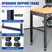 Load image into Gallery viewer, SucceBuy 2000 lbs Adjustable Garage Workbench 48/61" L x 20" W Work Table with 28.3"-38.1" Height & Hardwood Top for Office Home - AMOCART