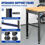 Load image into Gallery viewer, SucceBuy 2000 lbs Adjustable Garage Workbench 48/61" L x 20" W Work Table with 28.3"-38.1" Height & Hardwood Top for Office Home