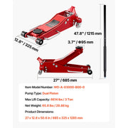 Load image into Gallery viewer, SucceBuy 3 Ton Low Profile Floor Jack Aluminum Racing Floor Jack with Dual Pistons Quick Lift Pump for Sports Car SUV Pickup - AMOCART