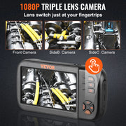 Load image into Gallery viewer, SucceBuy Triple Lens Borescope Camera 1080P 4.5" IPS Screen Endoscope Inspection Camera w/ IP67 Waterproof Industrial Endoscope