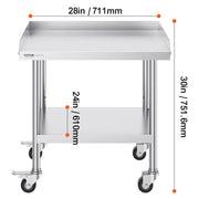 Load image into Gallery viewer, SucceBuy Stainless Steel Work Table Commercial Food Prep Worktable with 4 Wheels Heavy Duty Prep Worktable for Restaurant Home