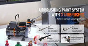 Charger l'image dans la visionneuse de galerie, Amocart Airbrush Kit, Dual Fan Air Compressor Professional Airbrushing System Kit Airbrushes Mixing Wheel Cleaning Brush Set