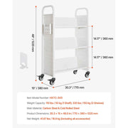 Load image into Gallery viewer, SucceBuy Rolling Library Book Cart 330lbs Capacity 30.3x15x48.0In Single Sided V-Shaped Shelves w/ 3 In Lockable Wheels for Home