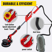 Bild in Galerie-Viewer laden, SucceBuy 850W Drywall Sander Variable Speed 800-1750 RPM Electric Drywall Sander Foldable Sheetrock Sander with Telescope Handle