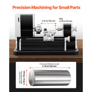 Load image into Gallery viewer, SucceBuy 2.76x5.12 in Mini Metal Lathe Machine 36W 20,000 RPM Speed + 3-jaw Chuck Aluminum Alloy for Processing Precision Parts