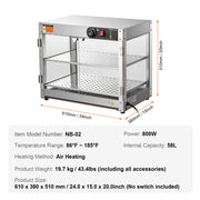 Load image into Gallery viewer, SucceBuy 2-Tier Commercial Food Warmer Display 800W Display Warmer 86℉~185℉Temperature 58L Hamburger Pizza Bread Fried Chicken - AMOCART