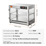 Load image into Gallery viewer, Amocart 2-Tier Commercial Food Warmer Display 800W Display Warmer 86℉~185℉Temperature 58L Hamburger Pizza Bread Fried Chicken