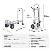 Load image into Gallery viewer, SucceBuy Folding Hand Truck Aluminum Heavy Duty Industrial Collapsible Dolly Cart for Transport Moving in Warehouse Supermarket - AMOCART