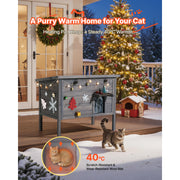 Bild in Galerie-Viewer laden, SucceBuy Heated Cat House Insulated Wooden House for Outdoor Cats with Heating Pad Openable Asphalt Roof for 1-3 Cats in Winter