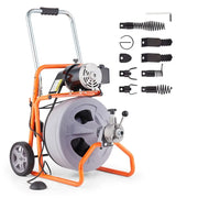 Bild in Galerie-Viewer laden, Amocart Drain Cleaner Machine 75FT/100FT 1/2 Inch Auto Feed Sewer Snake Drain Auger with Wheels Portable Drain Cleaning Machine